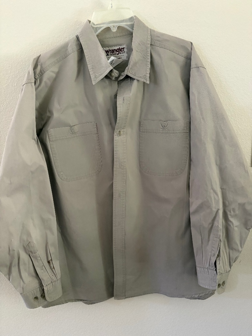 Wrangler Men's XXL Gray Button Up Long Sleeve Work Shirt